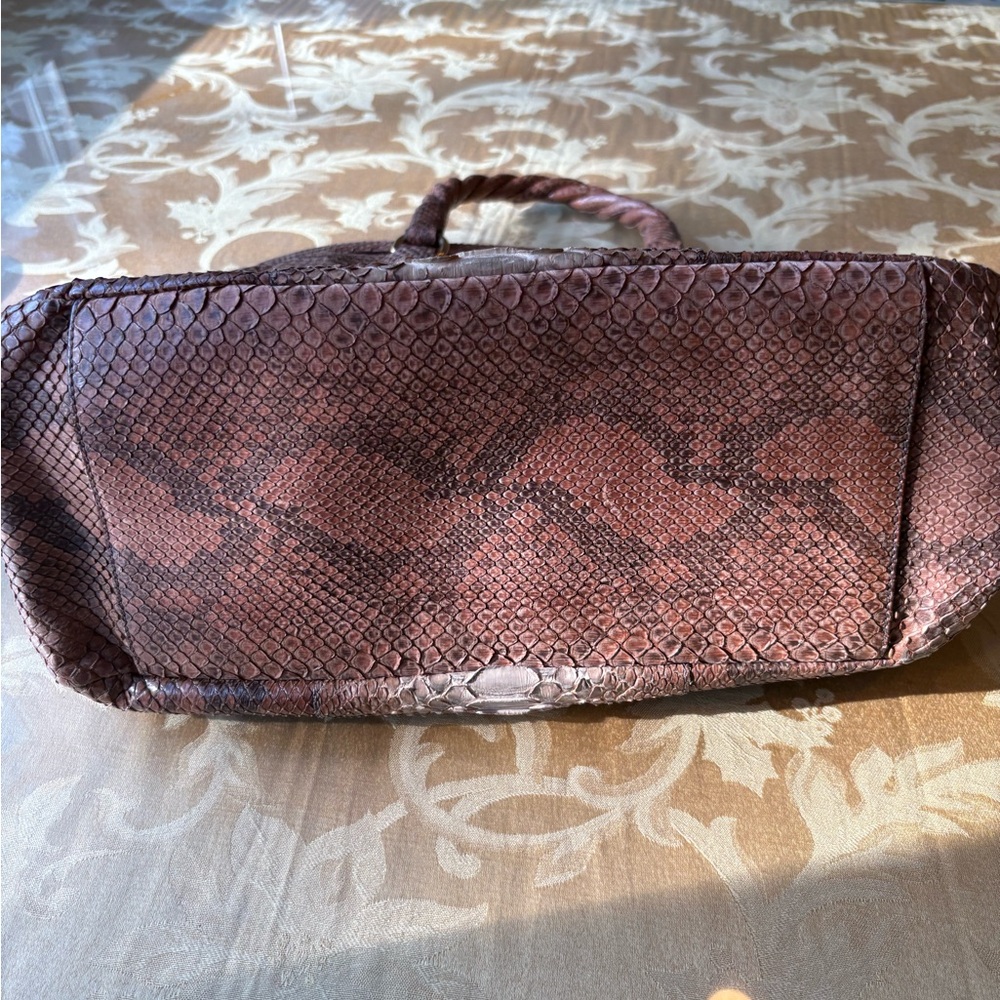 Prada Python Snake Brown Leather Satchel Handbag - image 4